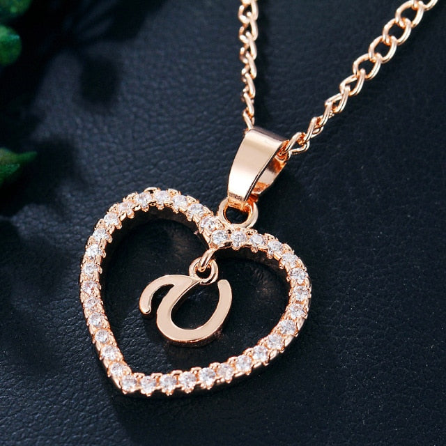 Womens Jewelry Name Initials Heart Pendant Necklace