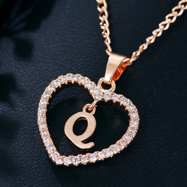 Womens Jewelry Name Initials Heart Pendant Necklace