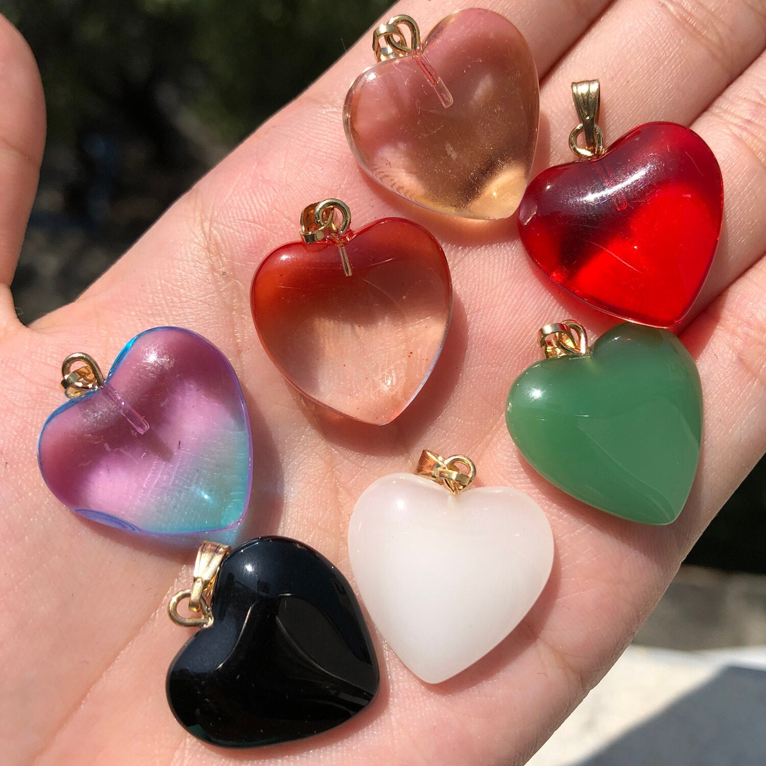 1 pcs Gradient Czech  Crystal Glass Heart Beads Charms pendant