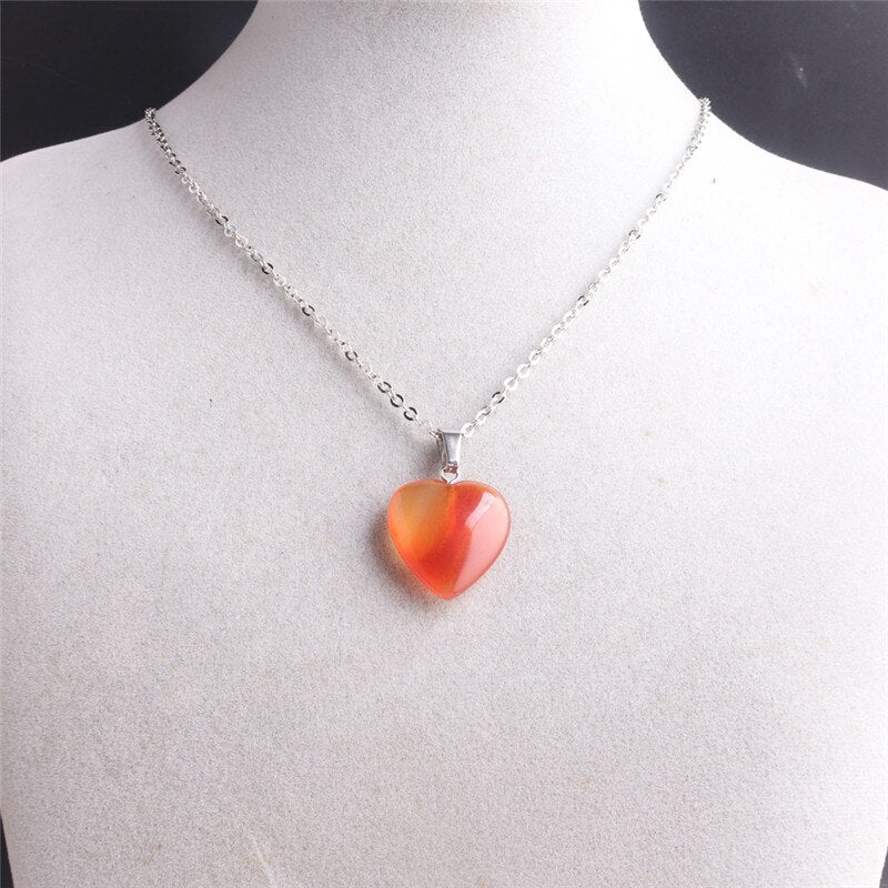 Heart Shaped Natural Stone Carnelian Necklace Pendants