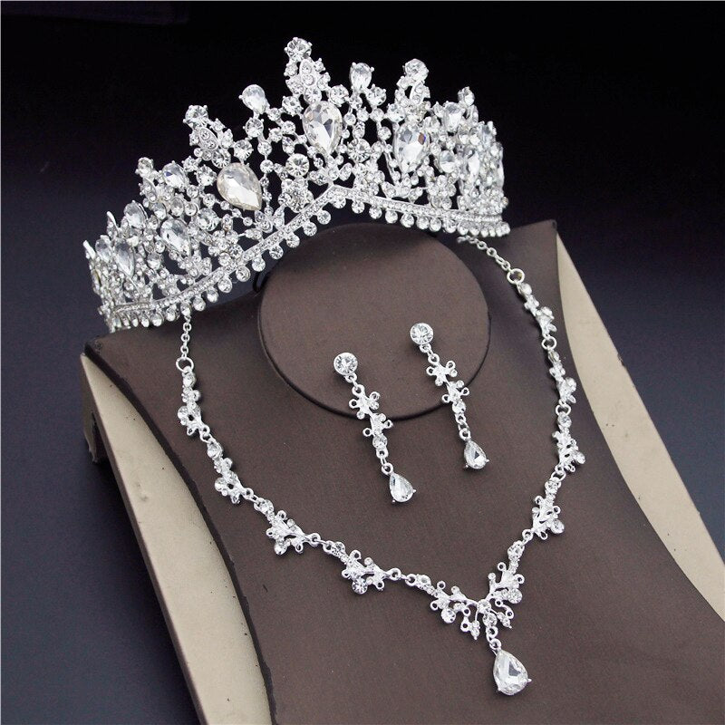Baroque Crystal Gold Bridal Jewelry Sets for Women