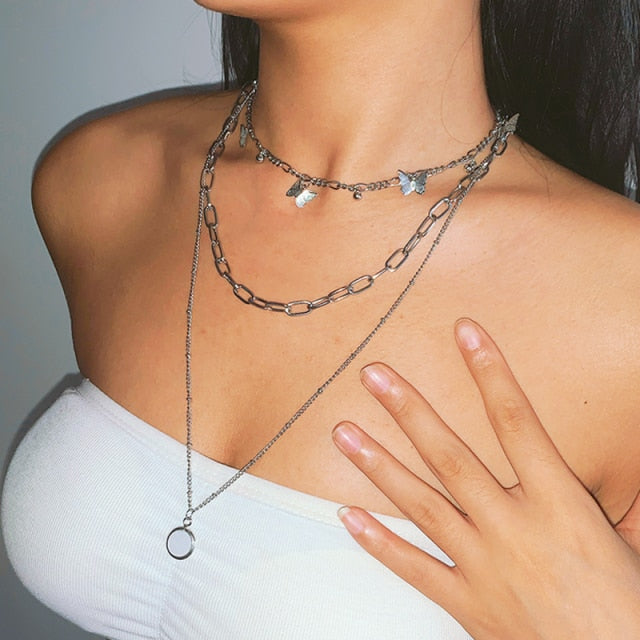 Trendy Multilayer Heart Snake Pendant Necklace