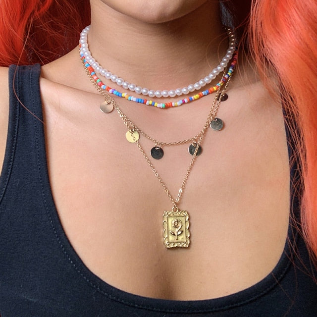 Trendy Multilayer Heart Snake Pendant Necklace