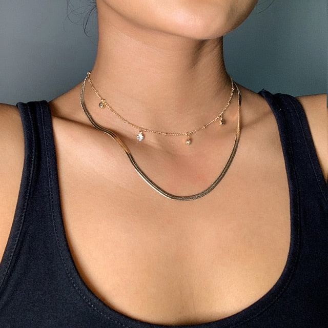 Trendy Multilayer Heart Snake Pendant Necklace