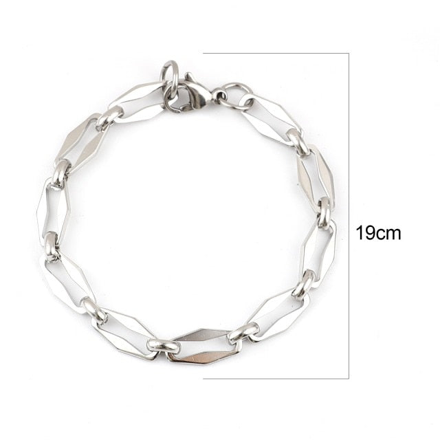 New 304 Stainless Steel Link Cable Chain Bracelets For Women