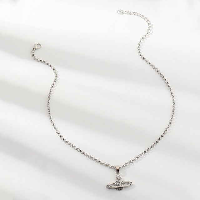 Creative Saturn Diamond Necklace Bracelet Earrings Jewelry Set