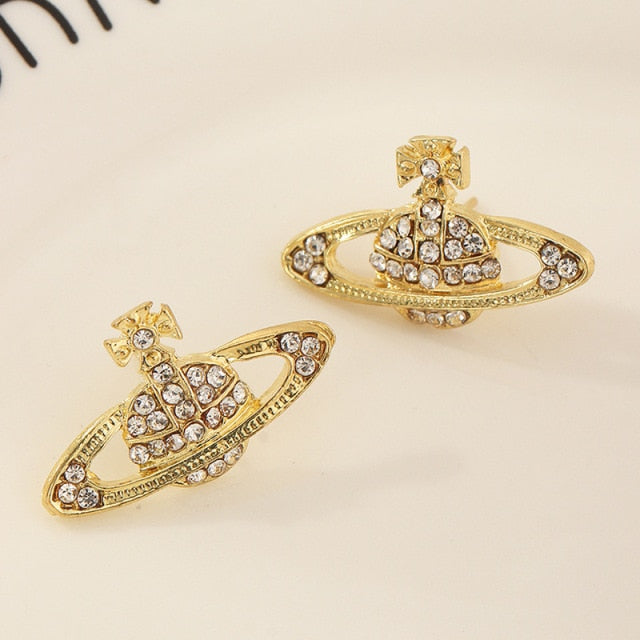 Creative Saturn Diamond Necklace Bracelet Earrings Jewelry Set