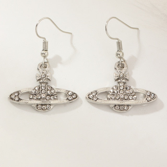 Creative Saturn Diamond Necklace Bracelet Earrings Jewelry Set