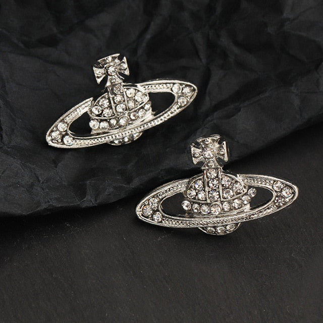 Creative Saturn Diamond Necklace Bracelet Earrings Jewelry Set