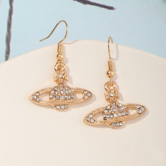Creative Saturn Diamond Necklace Bracelet Earrings Jewelry Set