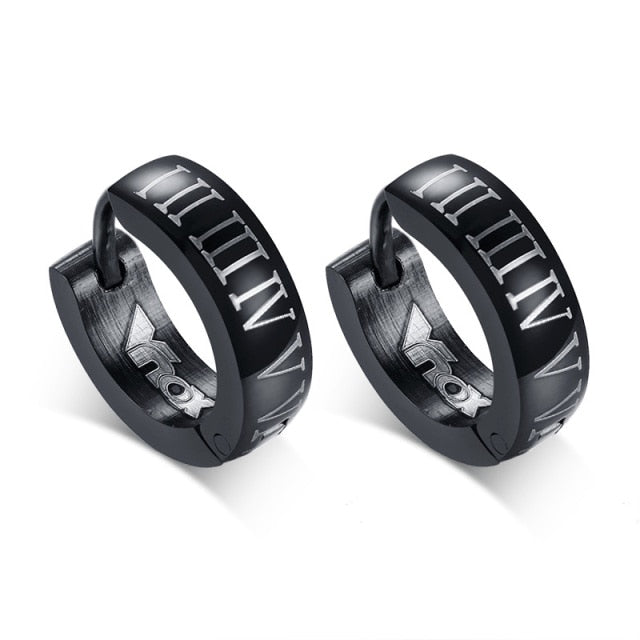 Men Punk Stainless Steel Huggie Small Earrings 4 Color