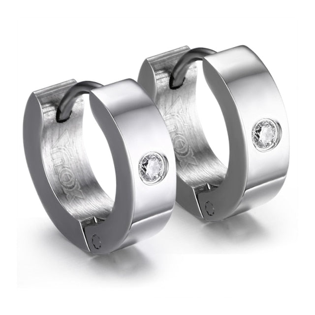 Men Punk Stainless Steel Huggie Small Earrings 4 Color