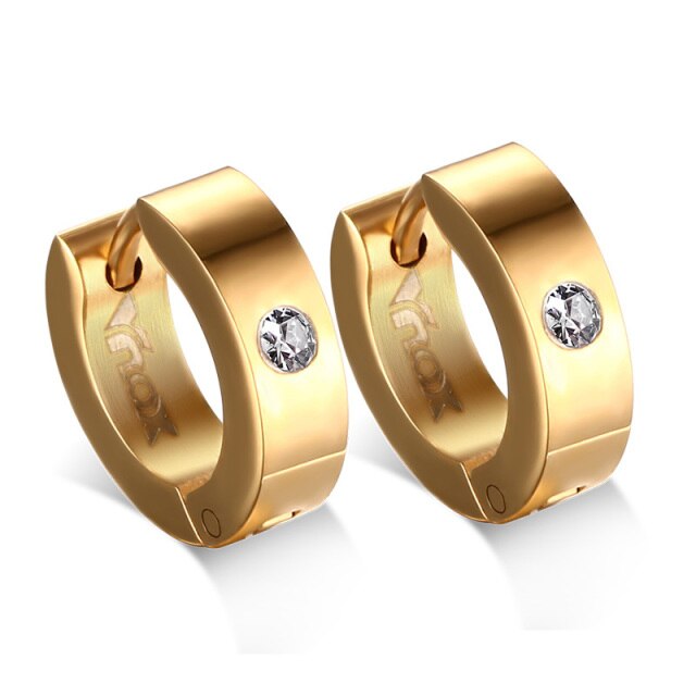 Men Punk Stainless Steel Huggie Small Earrings 4 Color