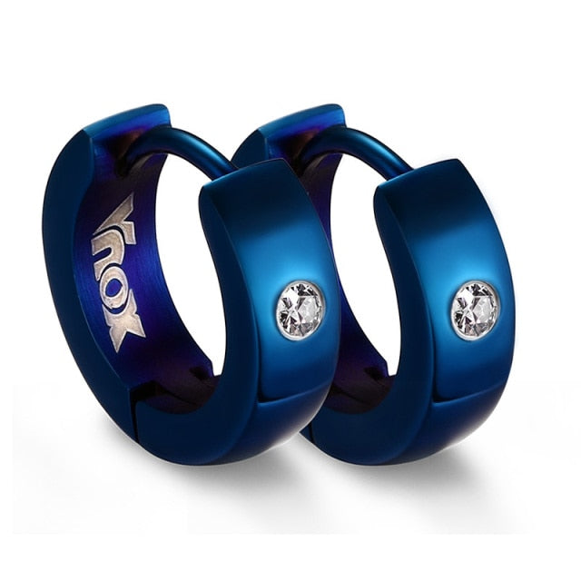 Men Punk Stainless Steel Huggie Small Earrings 4 Color