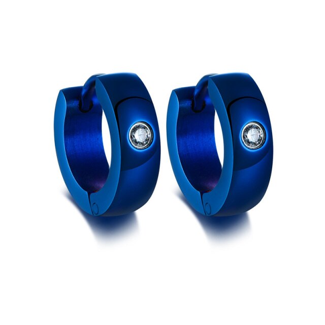 Men Punk Stainless Steel Huggie Small Earrings 4 Color