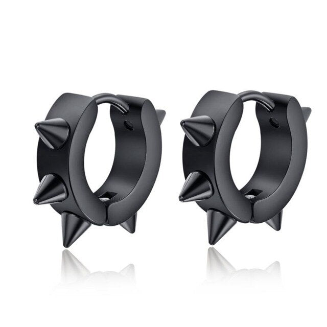 Men Punk Stainless Steel Huggie Small Earrings 4 Color