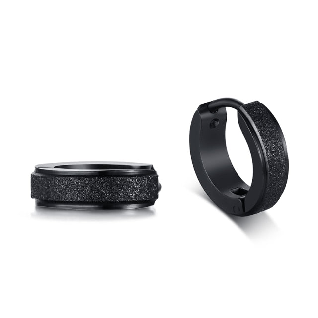 Men Punk Stainless Steel Huggie Small Earrings 4 Color