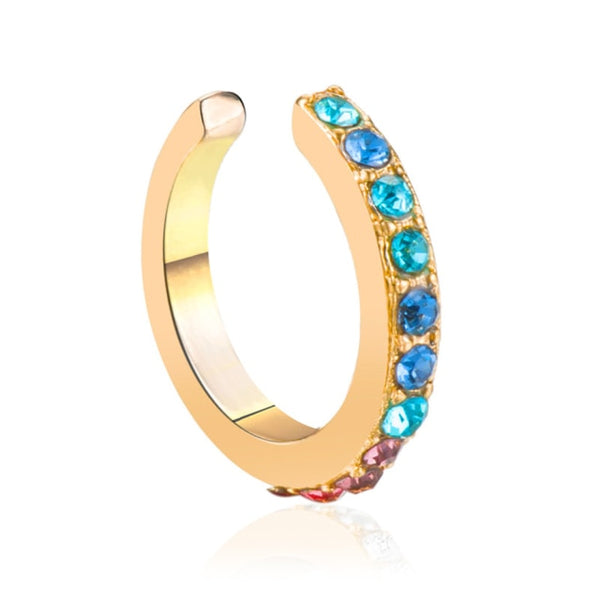 Pendientes de clip de moda con cristales y sin perforar