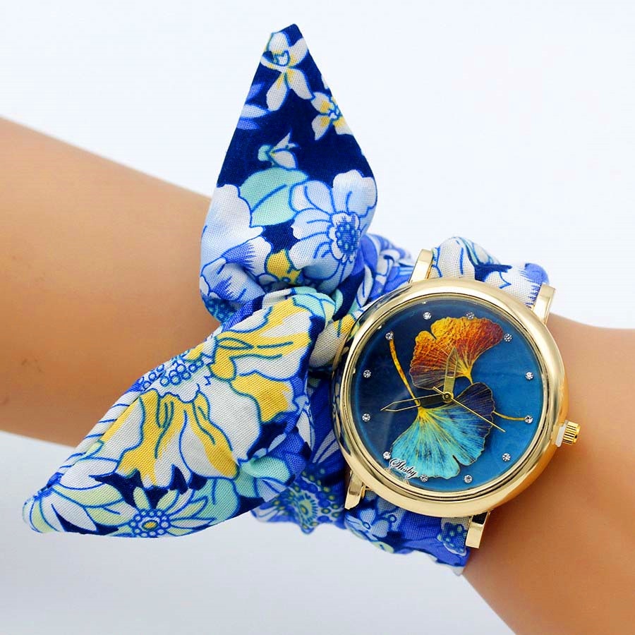 Design Ladies Butterfly Cloth Wristwatch