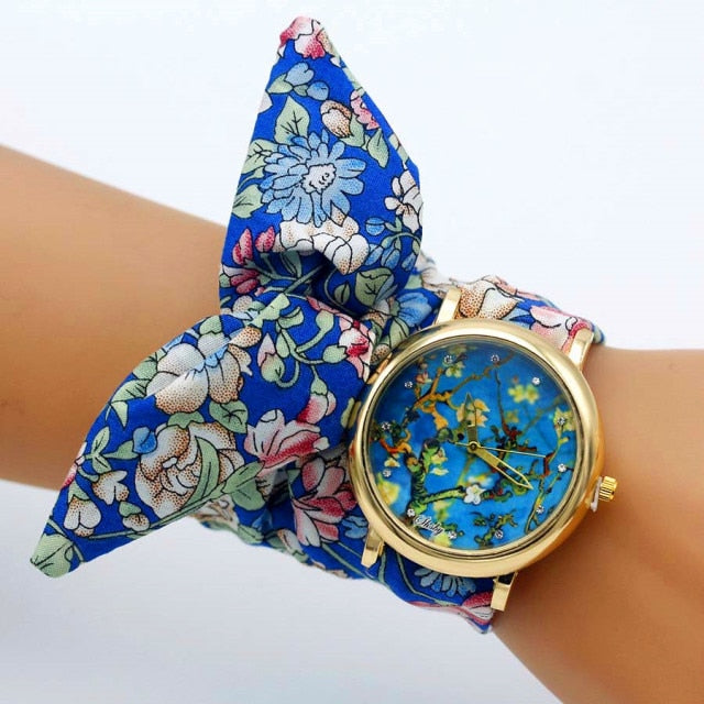 Design Ladies Butterfly Cloth Wristwatch