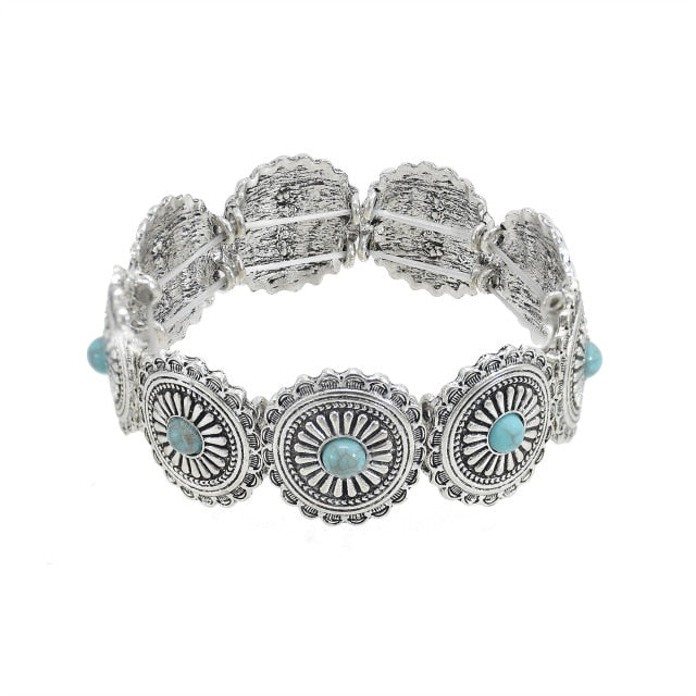 Bohemian Gypsy Summer Turquoise Vintage Cuff Bracelets For Women