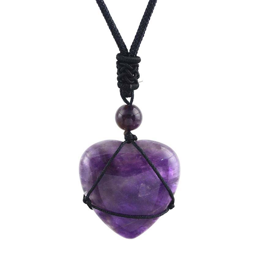 Crystal Quartz Reiki Rope Wrapped Stone Necklace