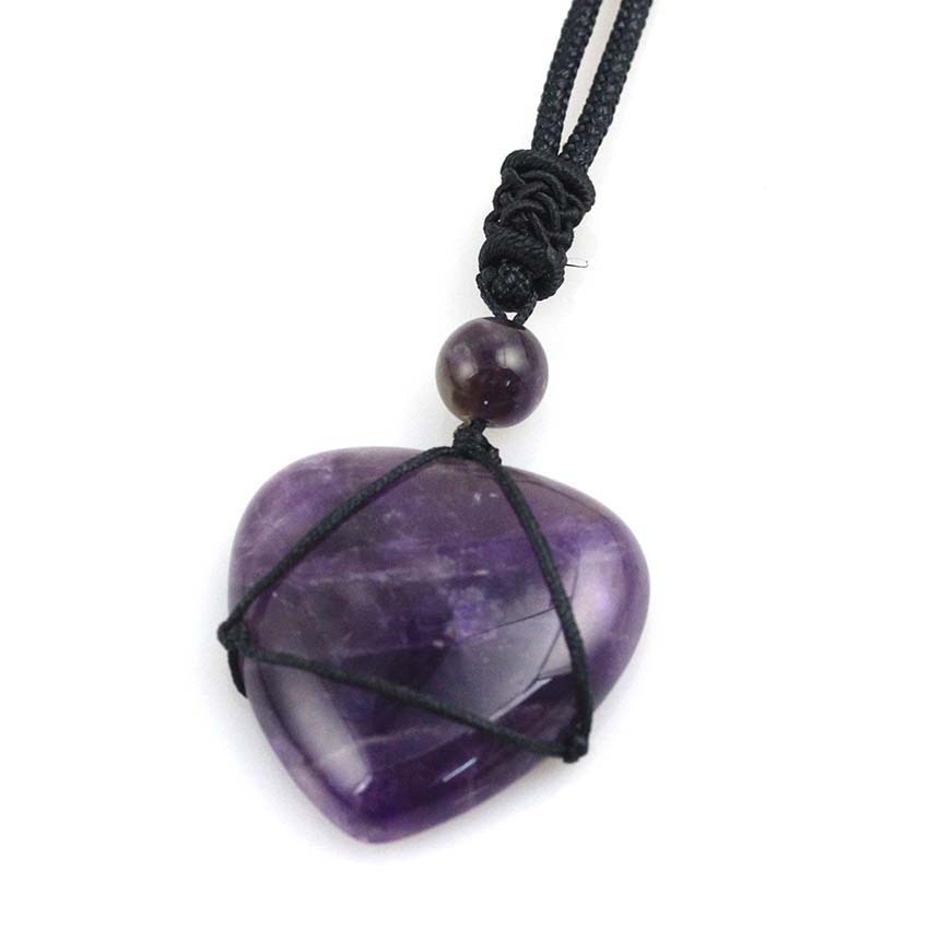 Crystal Quartz Reiki Rope Wrapped Stone Necklace
