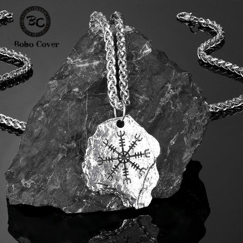 Viking Compass Necklaces  Men Norse Runes Amulet Pendant