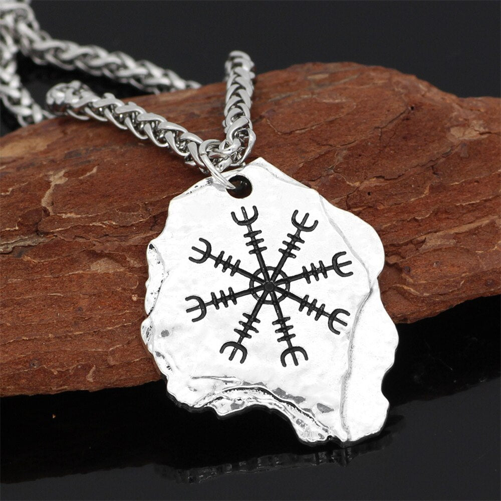 Viking Compass Necklaces  Men Norse Runes Amulet Pendant