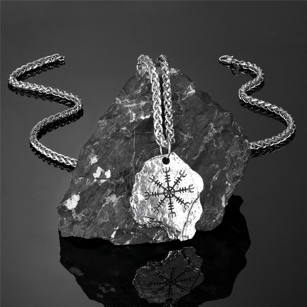 Viking Compass Necklaces  Men Norse Runes Amulet Pendant