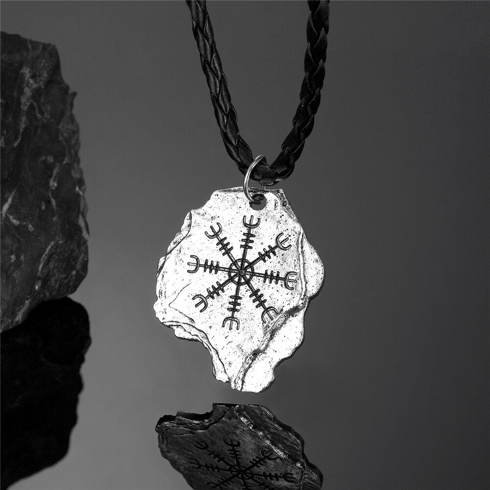 Viking Compass Necklaces  Men Norse Runes Amulet Pendant