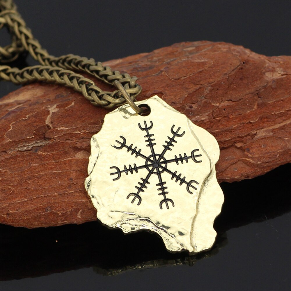 Viking Compass Necklaces  Men Norse Runes Amulet Pendant