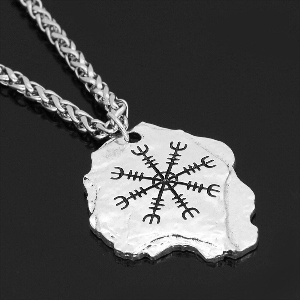 Viking Compass Necklaces  Men Norse Runes Amulet Pendant