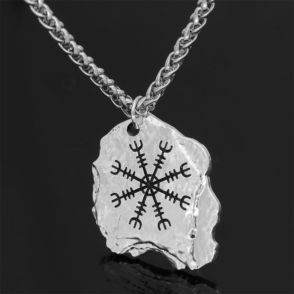 Viking Compass Necklaces  Men Norse Runes Amulet Pendant