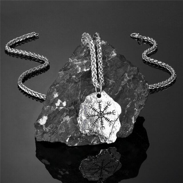Viking Compass Necklaces  Men Norse Runes Amulet Pendant