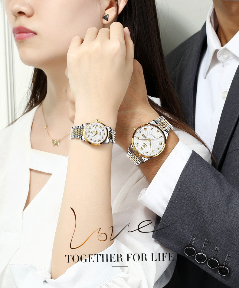 Couple Luxury Automatic Mechanical Watch Stainless Steel Waterproof Clock