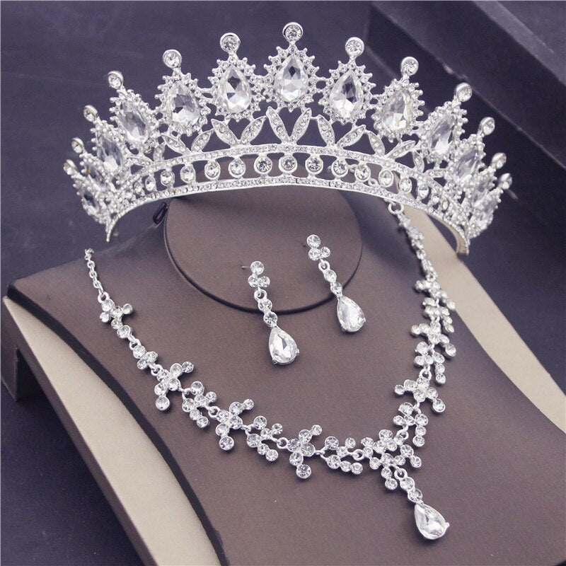 Bridal Wedding Tiaras and Crowns Necklaces Earrings Set