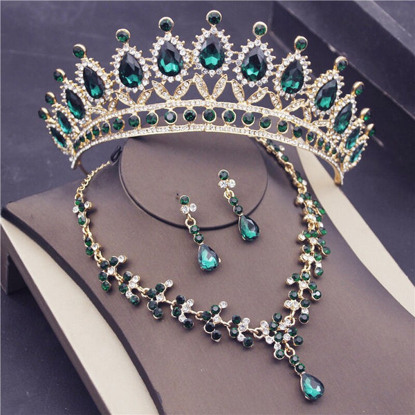 Conjunto de collares y pendientes de tiaras y coronas para novias