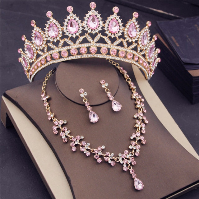 Bridal Wedding Tiaras and Crowns Necklaces Earrings Set