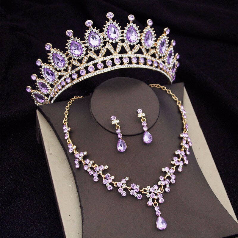 Gorgeous Violet Crystal Bridal Jewelry Sets