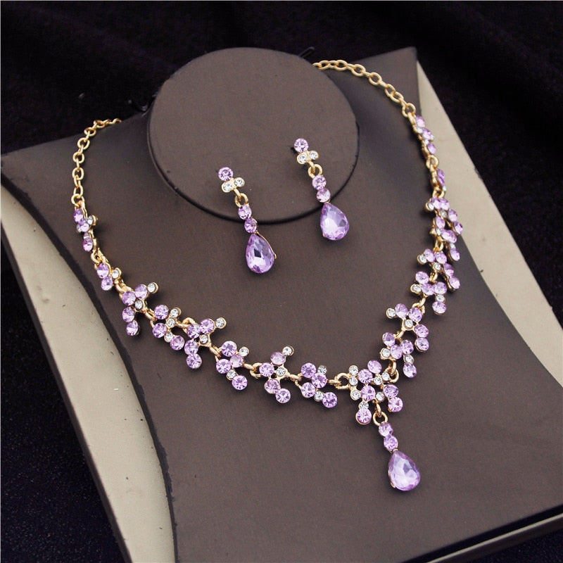 Gorgeous Violet Crystal Bridal Jewelry Sets