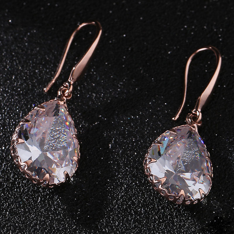 Elegant Waterdrop Accessory Cubic Zircon Crystal  Earrings Jewelry Set