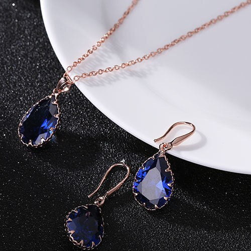 Elegant Waterdrop Accessory Cubic Zircon Crystal  Earrings Jewelry Set