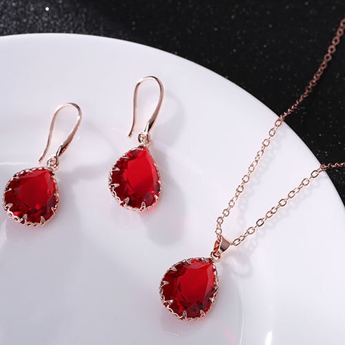Elegant Waterdrop Accessory Cubic Zircon Crystal  Earrings Jewelry Set