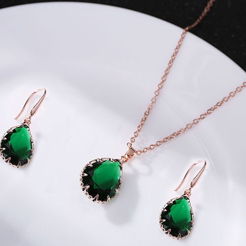 Elegant Waterdrop Accessory Cubic Zircon Crystal  Earrings Jewelry Set