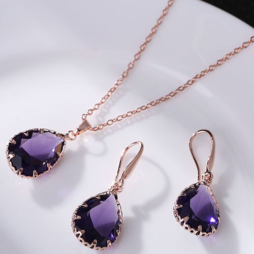 Elegant Waterdrop Accessory Cubic Zircon Crystal  Earrings Jewelry Set