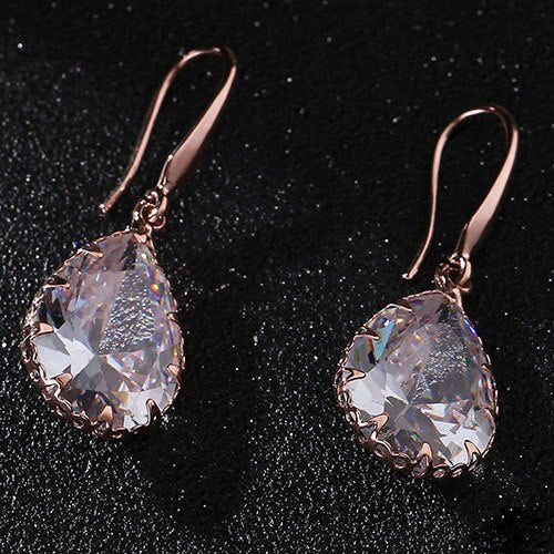 Elegant Waterdrop Accessory Cubic Zircon Crystal  Earrings Jewelry Set