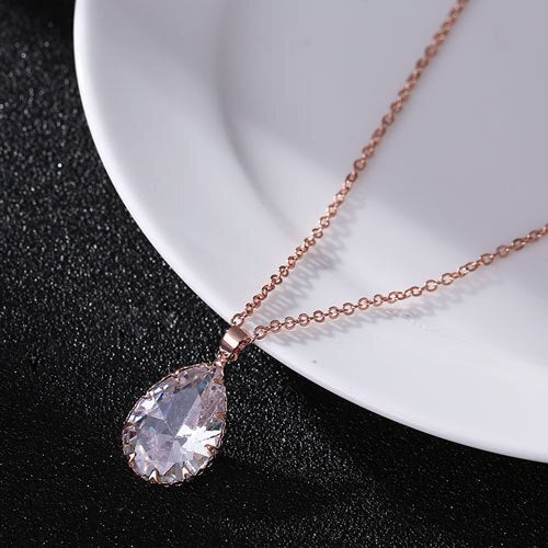 Elegant Waterdrop Accessory Cubic Zircon Crystal  Earrings Jewelry Set