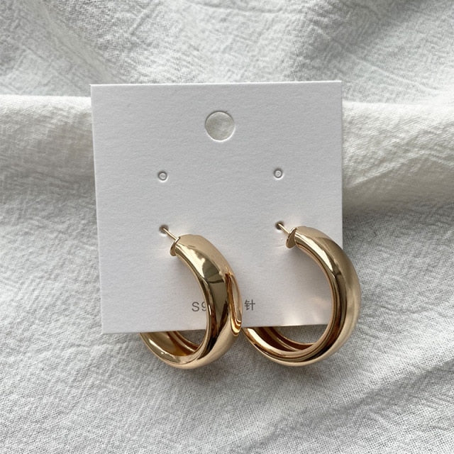 Minimalist Gold/Silver Color Round Earrings