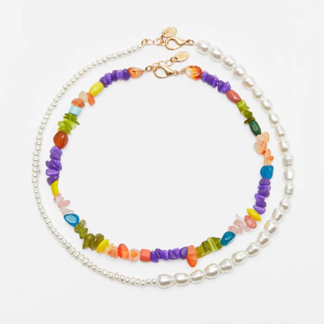 ZA Nature Stone Pearl Necklaces